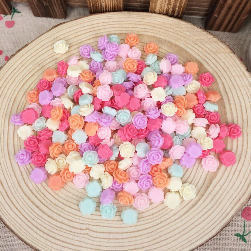 200 шт Смешанные Цвет с плоской задней Кабошон из смолы цветком Kawaii Смола поделки