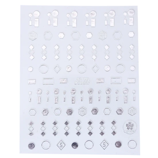 CB-128 Silver 1 шт. 3D, которые переводятся на ногти, с помощью наклейки золотого и серебряного цвета Черный волны в виде геометрических фигур буквы ногтей полоски наклейки украшения для маникюра TRCB122-130 - Цвет: CB-128 Silver