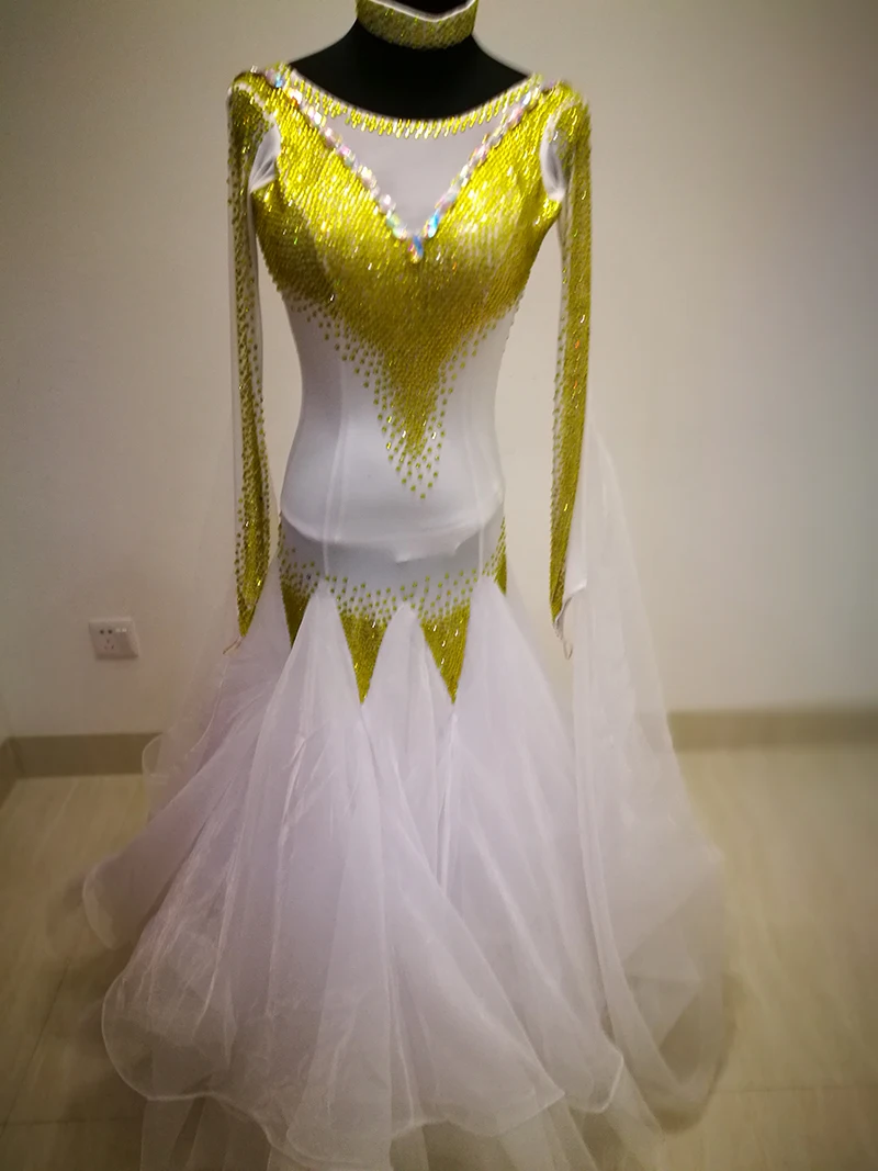 

white Competition Ballroom dance dress,tango salsa samba dance dress,latin dance wear,Rumba Jive Chacha