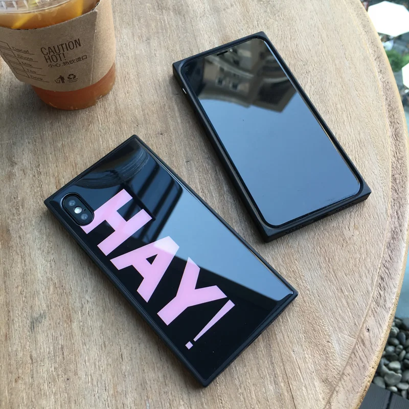 Для IPhone X 8 plus 7 6 6s квадратное закаленное стекло чехол для телефона сено письмо