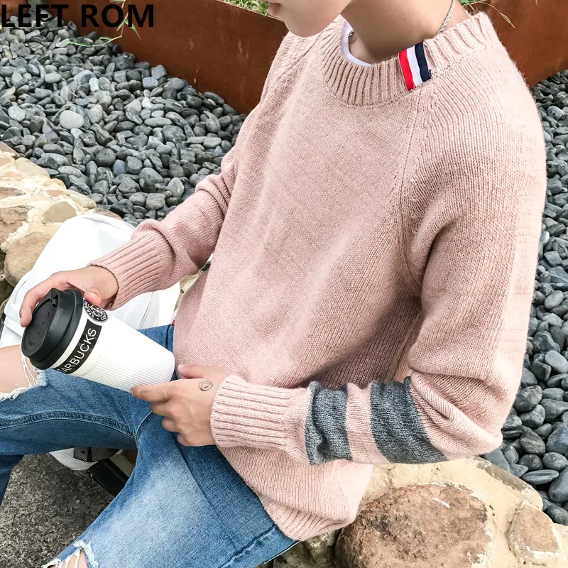 LEFT rom Брендовые мужские теплые модные с длинным рукавом для отдыха вязаный свитер