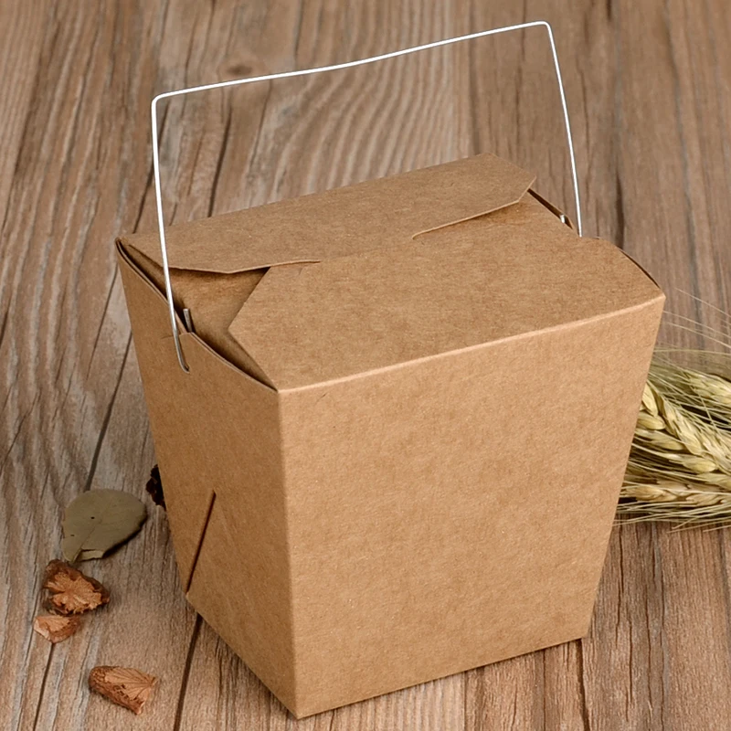 Одноразовая коробка для завтрака из крафт бумаги с ручкой креативный