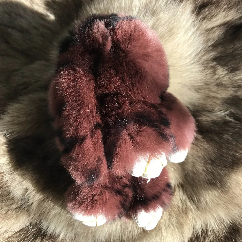 Magicfur Бургунди черный Настоящий мех кролика мяч с кроликом мягкая одежда принтом