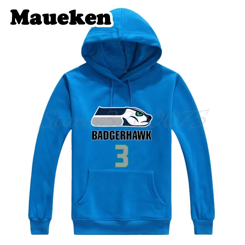Для мужчин Russell Wilson 3 dangerruss толстовки badgerhawk кофты с капюшоном толстые осень-зима W17101608 - Цвет: 13