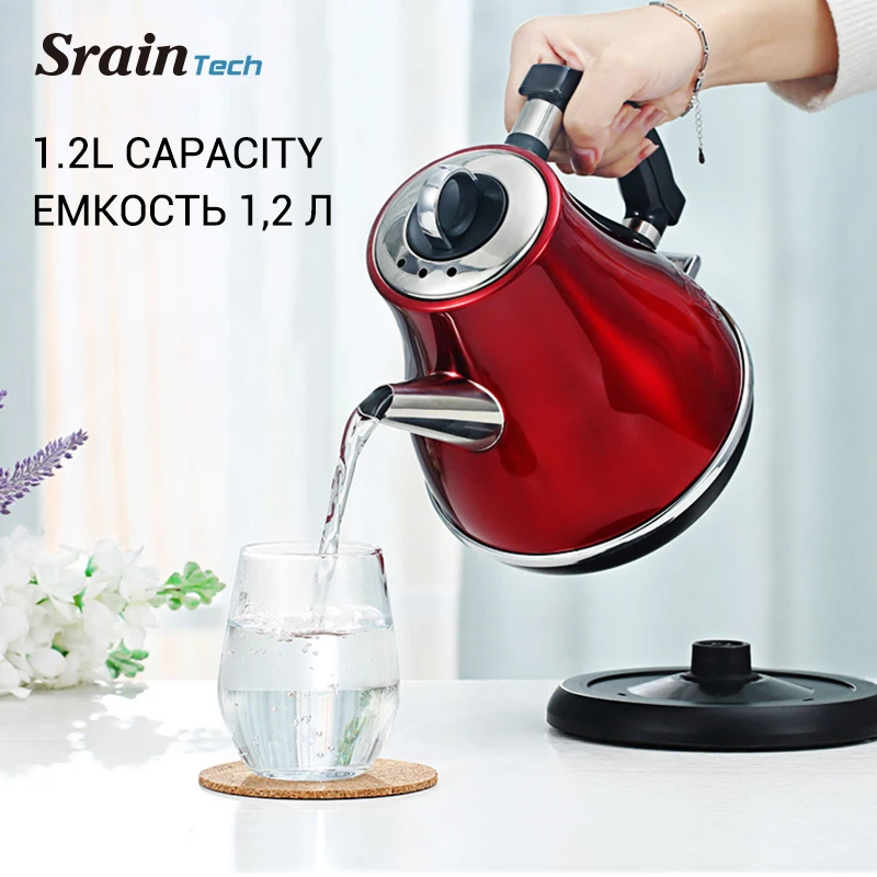 Sraintech нержавеющая сталь Электрические Чайники цвет красная краска 1.2L 1500 Вт