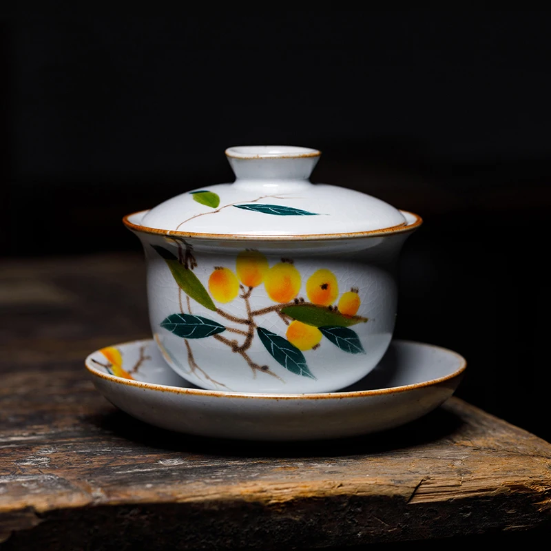 152 мл винтажный глазурь с трещинами ручная роспись фарфор Gaiwan Jingdezhen керамический