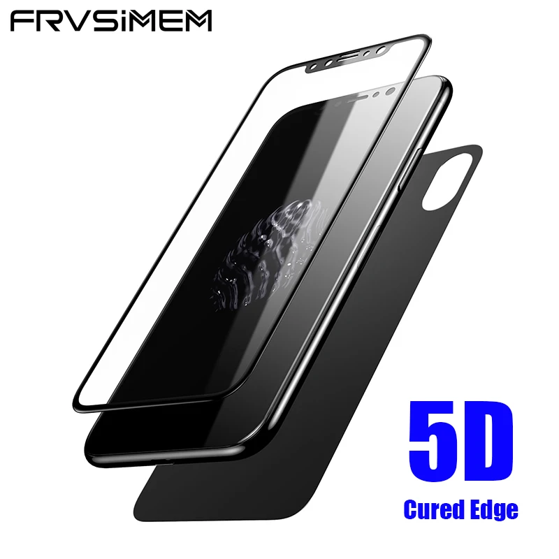 FRVSIMEM 5D закалённое Защитное стекло для передней панели и задней панели для iphone 8 Plus X 10 на весь экран усиленная Взрывозащищенная защитная пленка