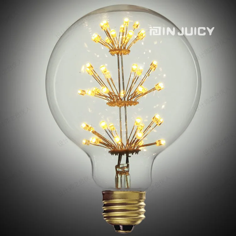 

Wholesale G95/G125 E27 LED 3W AC220V-240V Edison Ball Chritmas Tree Star light Lamp Glass Bulb Cafe Bar Party Coffee Shop
