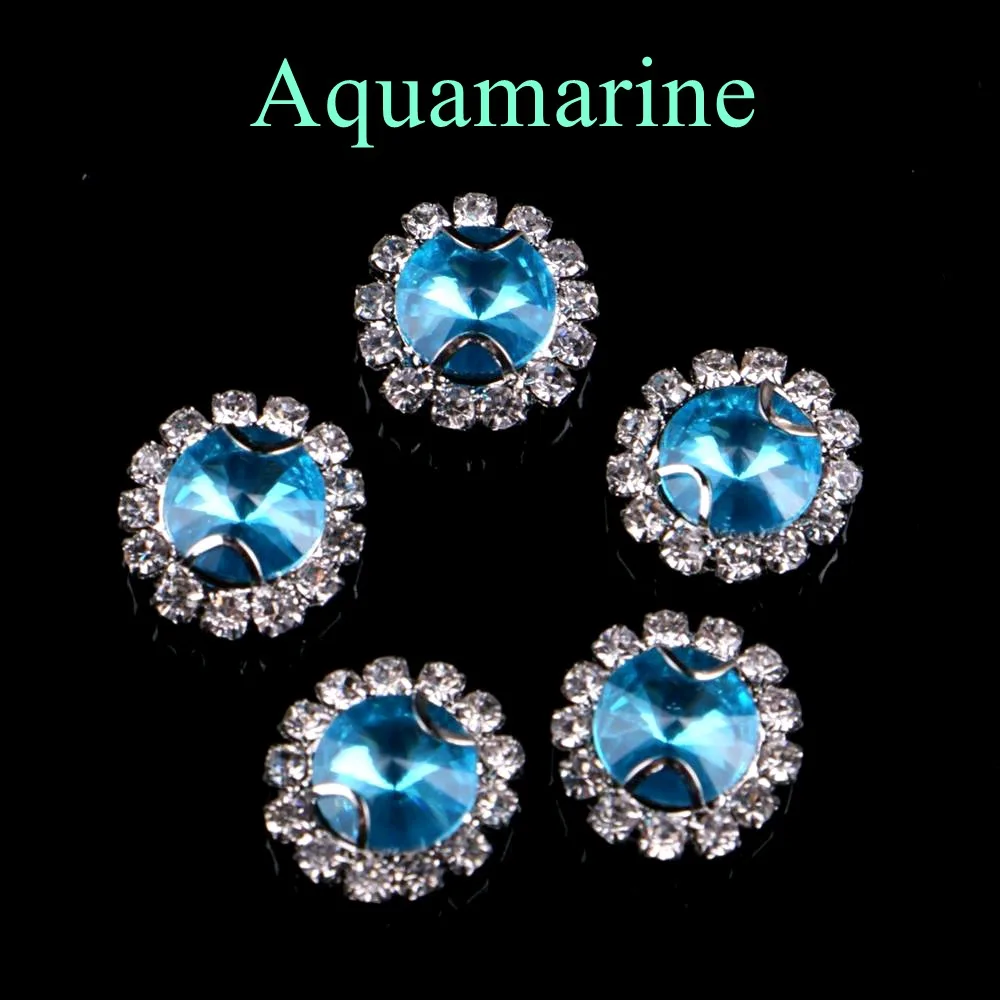 Aquamarine Обведено Стразы! Спутниковый Форма Стекло Стразы с когтями пришить с украшением в виде кристаллов СТРАЗА под камень алмаз металлическое основание 10 шт./упак - Цвет: Aquamarine