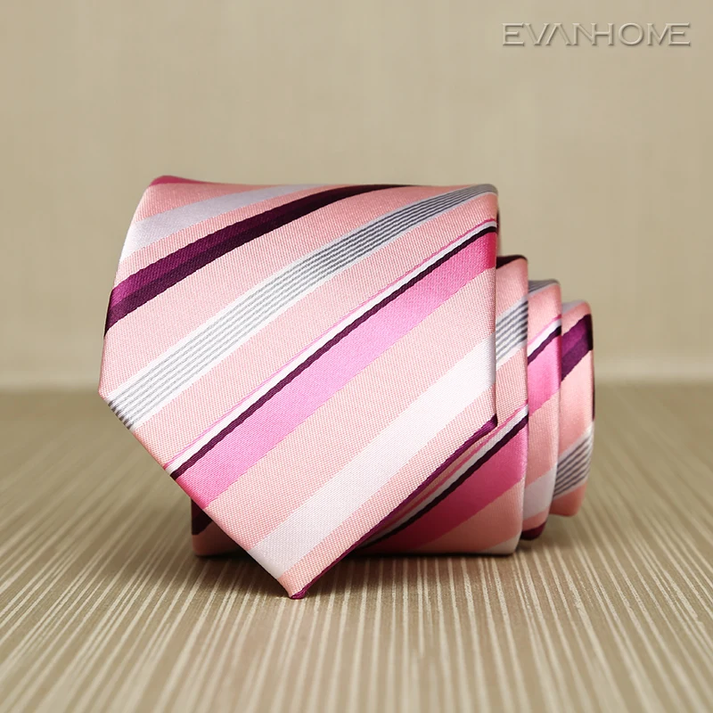 Высокое качество розовые фиолетовые галстуки в полоску для мужчин 7 см широкий