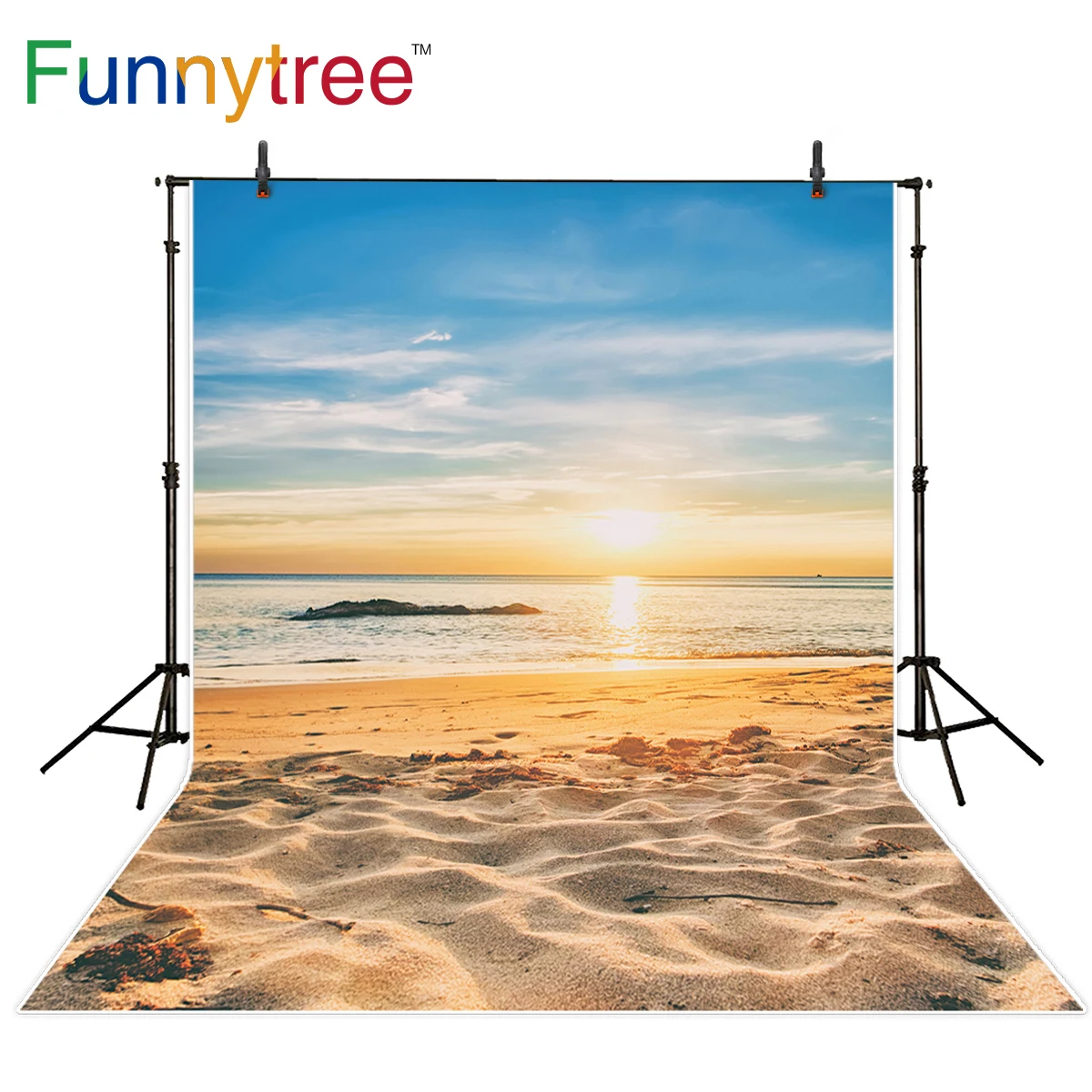 Фон Funnytree для фотосъемки с изображением пляжа заката летнего Фотофон фотостудии
