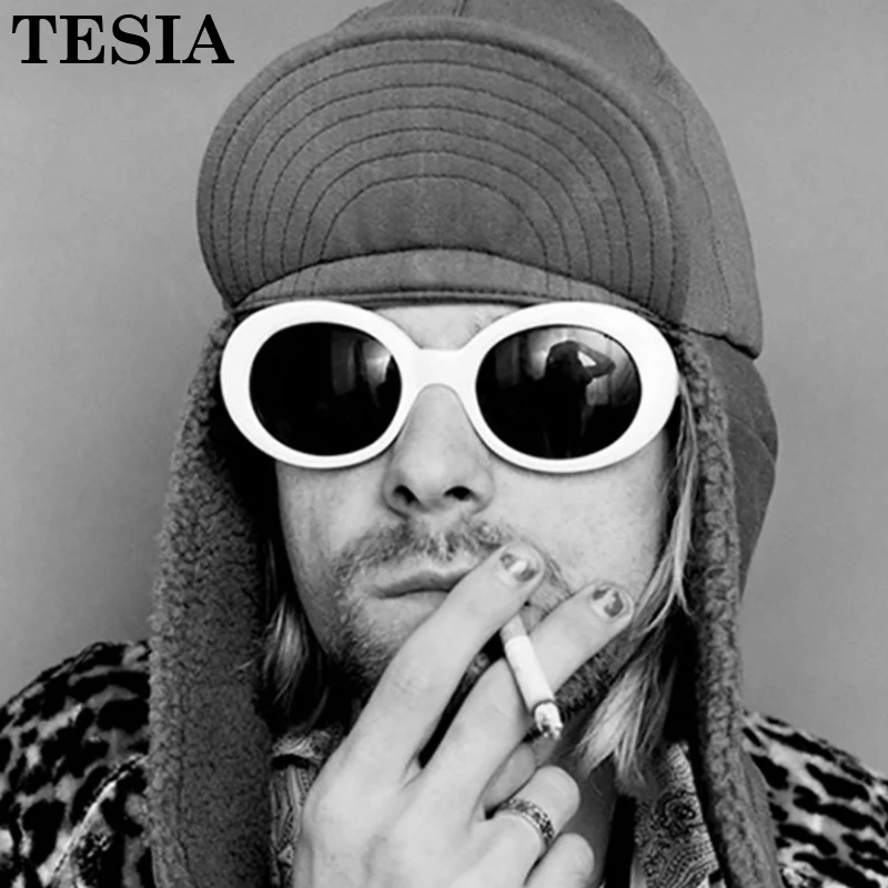 NIRVANA Kurt Cobain солнцезащитные очки, винтажные очки, брендовые дизайнерские овальные очки для мужчин и женщин, Lunette De Soleil Okulary