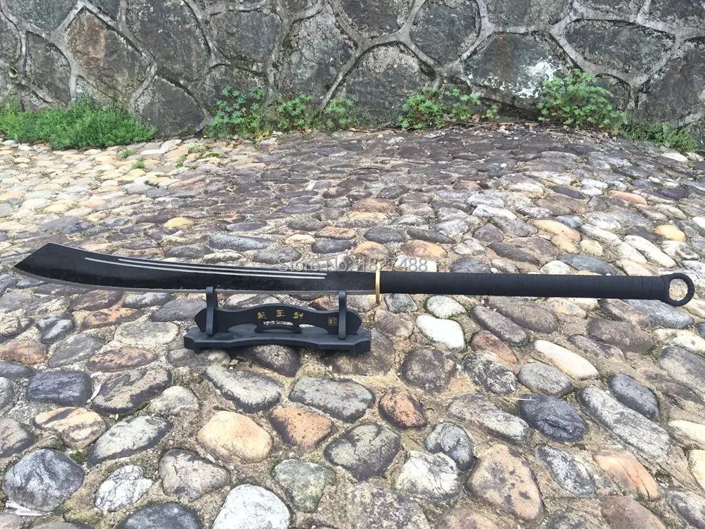 Прочный Длинный Китайский Меч WuShu Broadsword KungFU Dao острый меч T1090 черное лезвие из