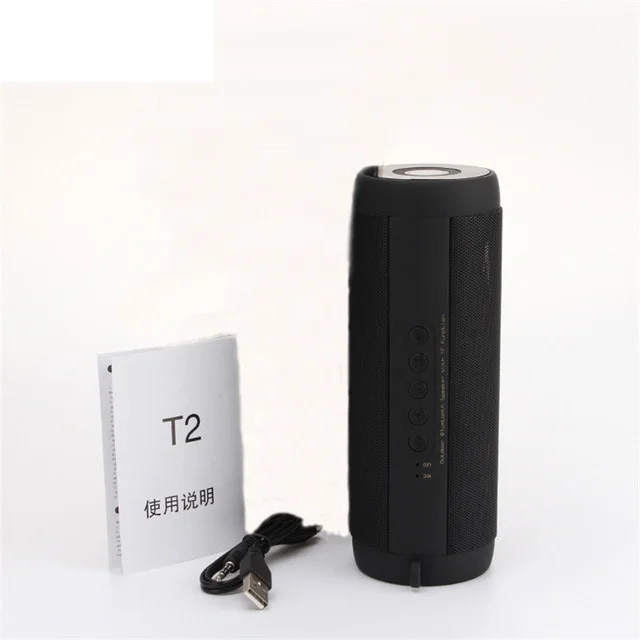 Black without box T2 Led Bluetooth динамик водонепроницаемый портативный Колонка Беспроводная колонка супер бас динамик поддержка TF FM стерео Hi-Fi мини звук Бо - Цвет: Black without box