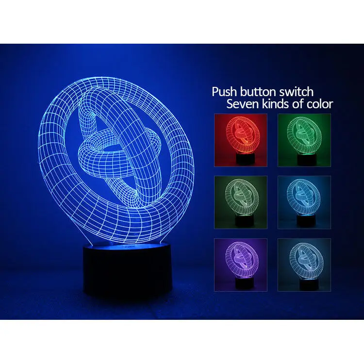 3D LED Иллюзия света три раза современный ночной 7 цветов Изменение настольная