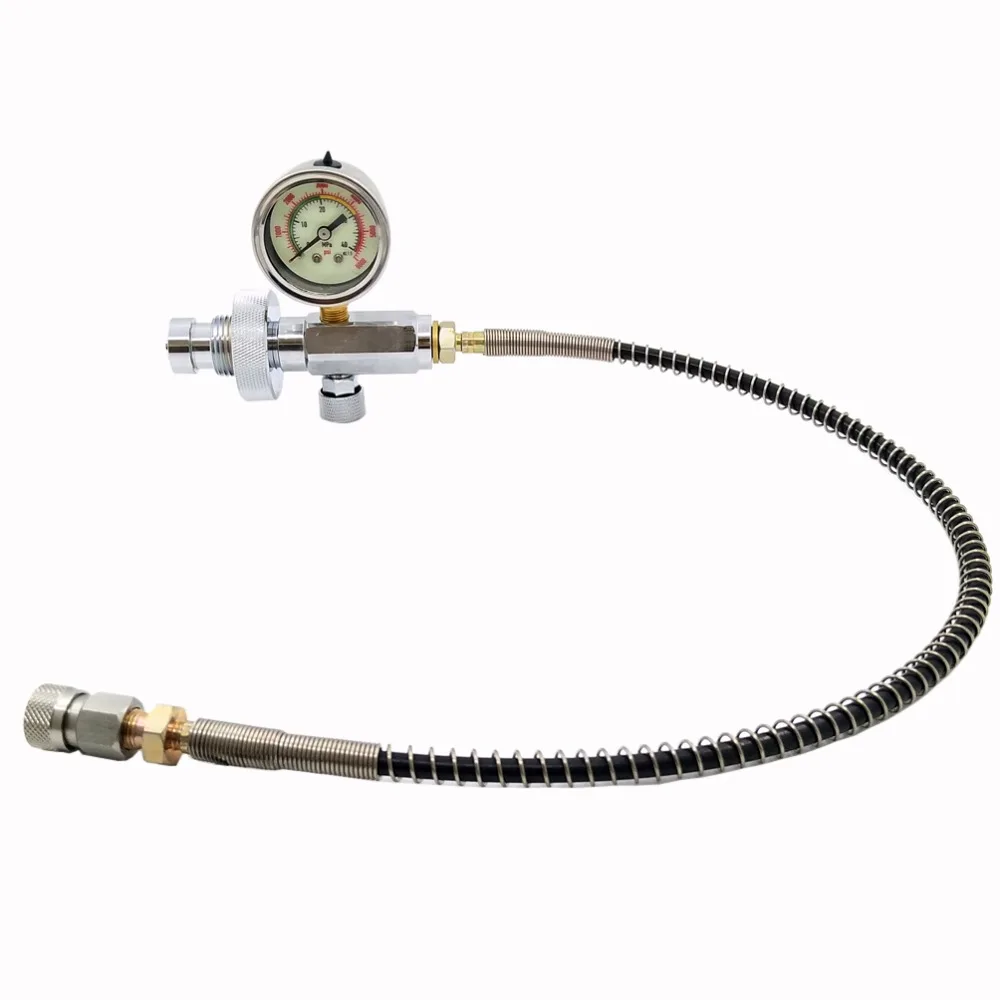 Пейнтбол PCP заполняющая станция 300 бар/4500psi Din G5/" зарядный адаптер w/10" стальной плетеный шланг/2" пружинный армированный шланг