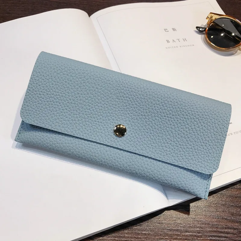 Женская мягкая кожаная Кредитная карта тонкий кошелек Pres Кнопка Карманный