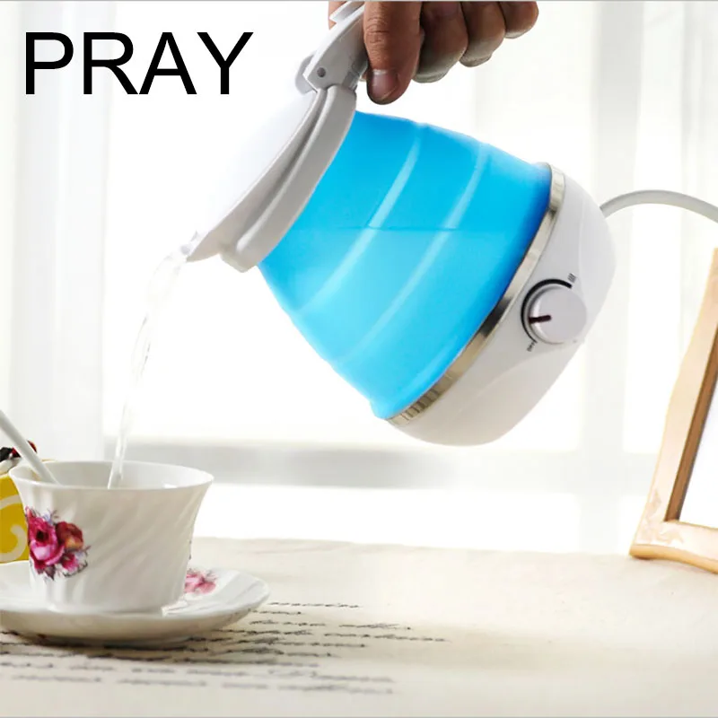 PRAY 110V US Taiwan Japan Canada Small Capacity Portable Mini Silica Gel Folding Travel Household Water Bottle Electric kettle | Бытовая