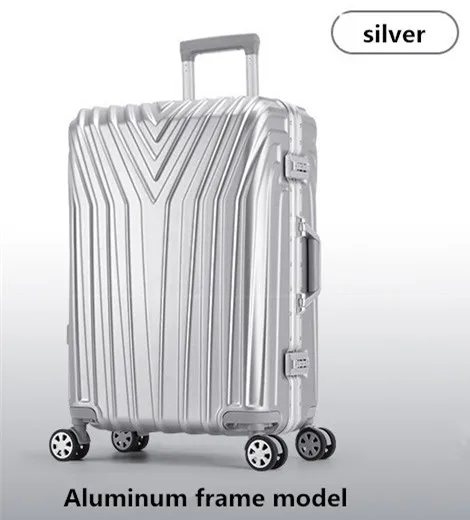 silver 2" 22" 24'2" 29 дюймов Чехол для костюма, универсальное колесо для переноски, ABS+ PC багаж, молния и алюминиевая рама чехол для путешествий, тележка для поездок - Цвет: silver