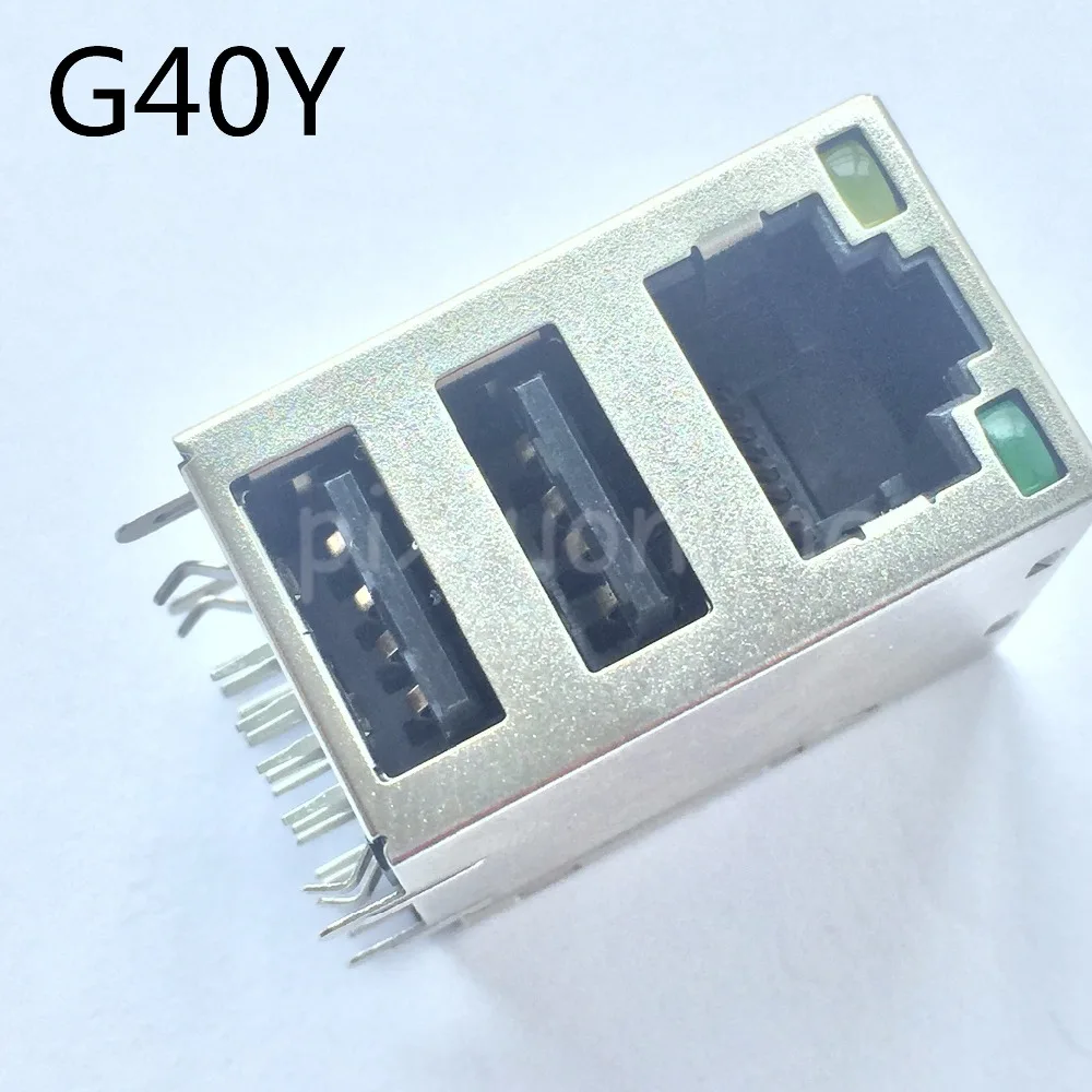 

1 шт. G40Y RJ45 USB Ethernet-Кабель Гнездовой разъем с 2 светодиодный для подключения данных интерфейса зарядки, Франция