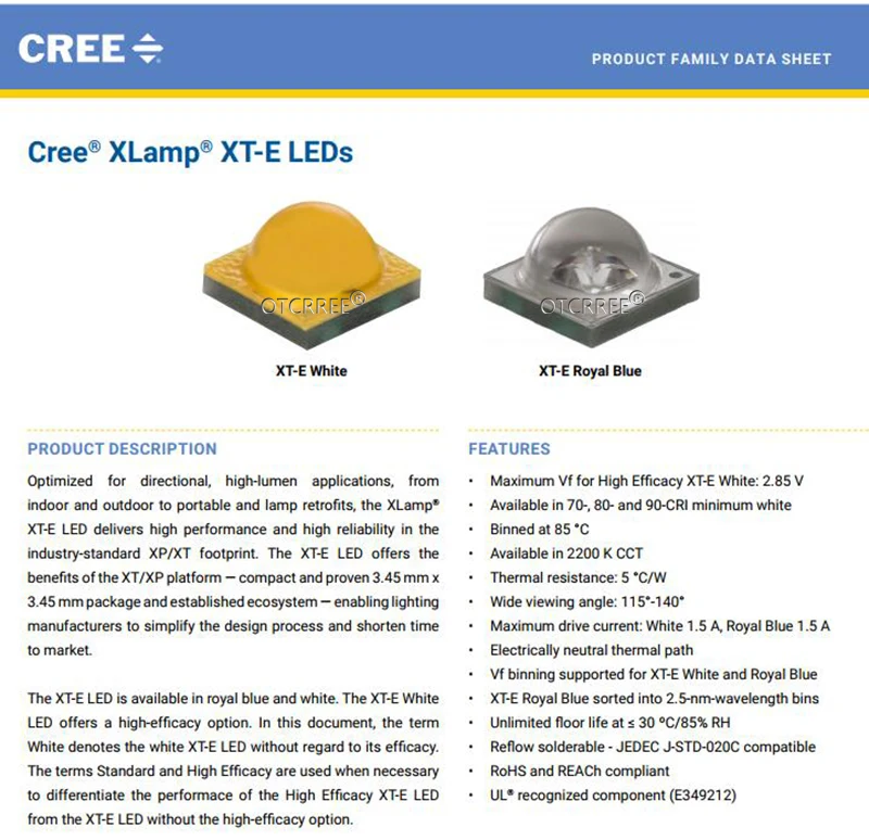 1 шт. CREE XTE индикатор XT-E 1-5 Вт Высокая мощность светодиодный излучатель диод нейтральный белый холодный белый королевский синий с 20 мм 16 мм PCB