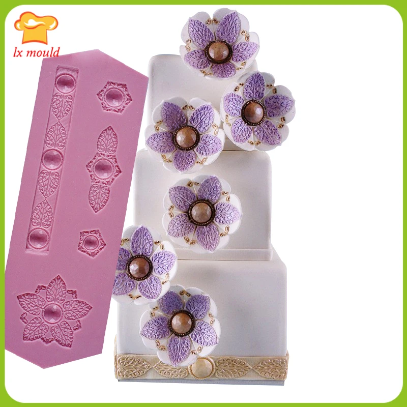 

LXYY New Gem bead moulds Fudge Silicone Molds Bao Flowers Silicone Mold Lace Flower Mould