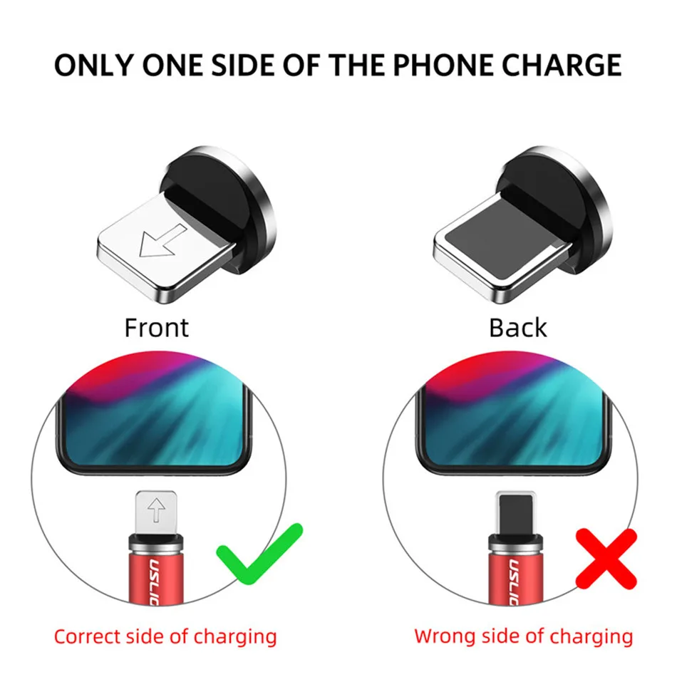 USLION, магнитное зарядное устройство, быстрая зарядка, магнит, USB, микро кабель, 3А, Тип C, кабель type-C, светодиодный, в нейлоновой оплетке, для Iphone 7, XS, XR, samsung