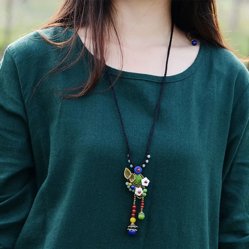 multiple styles can choose jewelry Sweater chain autumn and winter women dress with national wind necklace | Украшения и