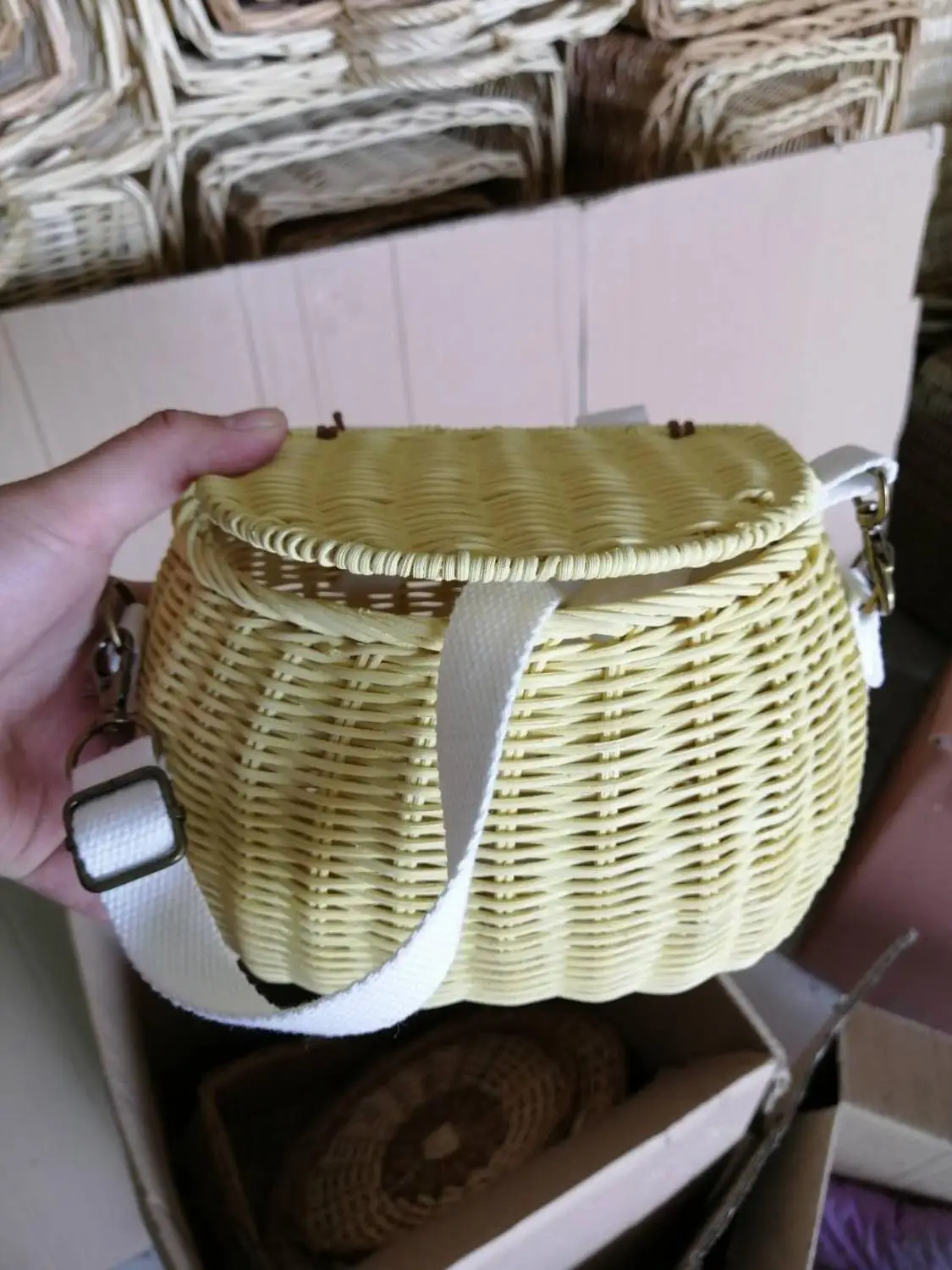 Yellow Color В виде велосипеда из ротанга корзина для хранения детей милая Корзина для пикника Плетеный соломенный рюкзак многофункциональный для девочек Детская летняя пляжная сумка на плечо - Цвет: Yellow Color