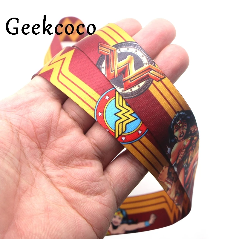 Чудо-Женщина мультфильм аксессуары для ключей для безопасности, защиты мобильного телефона USB держатель удостоверения личности ключи ремни бирка шеи шнурок J0229