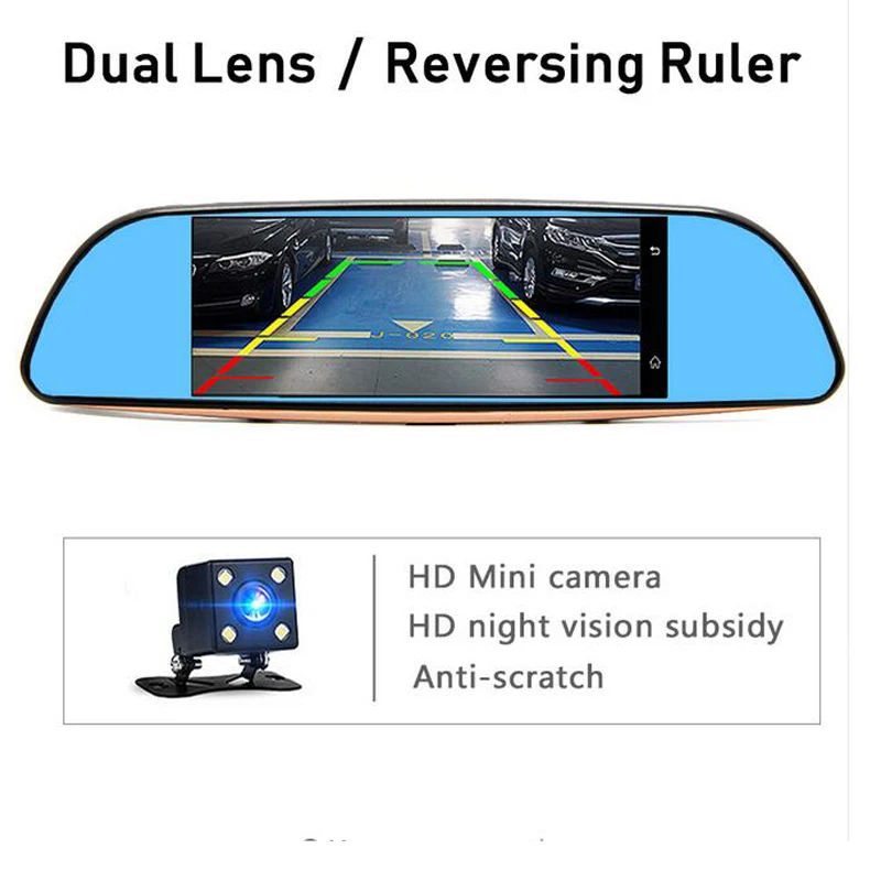 QUIDUX 7 &quotips 3G Android автомобиля зеркало заднего вида DVR gps навигации Full HD 1080p видео