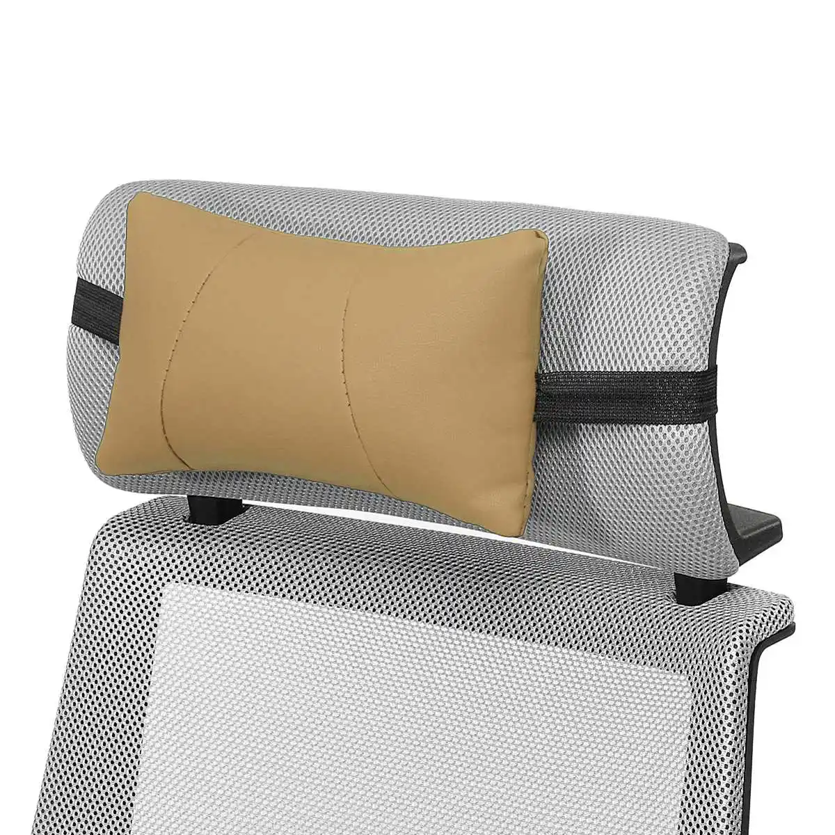 Beige Headrest Роскошная мягкая кожаная Автомобильная подушка для шеи на заднее сиденье, поясничная поддержка, массажер, поясная подушка, подушка для стула, сиденье, облегчение боли - Название цвета: Beige Headrest