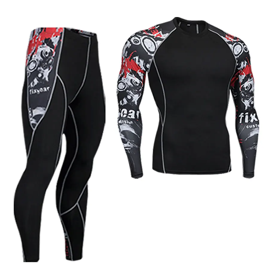 Suit 8 Мужские комплекты для бега, Спортивные Компрессионные костюмы, тренировочные футболки, одежда для спортзала, фитнеса, набор для бега, спортивная одежда, шорты для спортзала, костюм для фитнеса - Цвет: Suit 8
