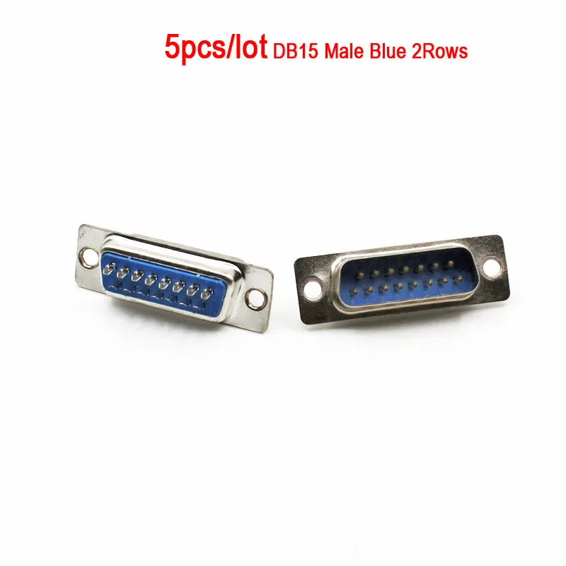 DB15 15 P параллельный порт 15 Pin Мужской Женский провод припоя Разъем VGA адаптер Matel пластиковый корпус крышка - Цвет: DB15-M-2R-BU-5pcs