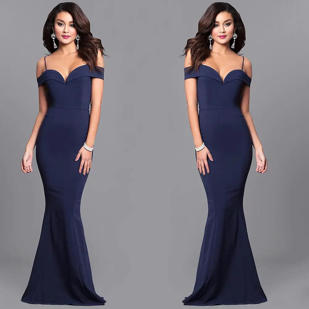 Yiwa Женская модная Русалка слинг с открытыми плечами v-образный вырез Slim Fit