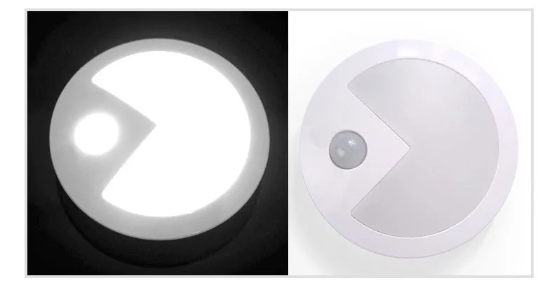 Pac Man Интеллектуальный светодиодный зондирования Night Light человеческого Средства ухода за кожей движения светильник индукции зарядка через USB Инфракрасный Мини коридор настенный светильник