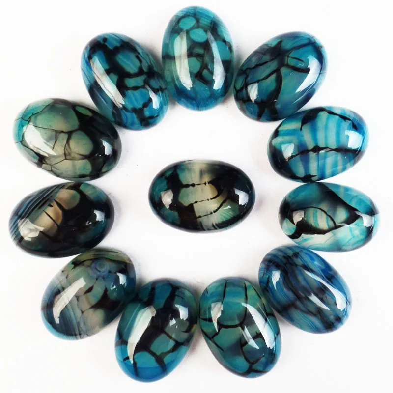 12pcs  Wholesale Natural Blue Dragon veins Agates Oval CAB Cabochon 17x12x6mm for Jewelry Making Accessories no hole