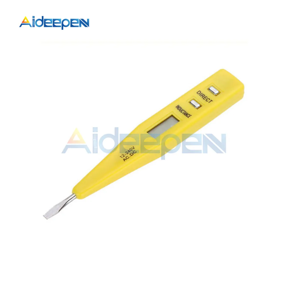 Цвет: желтый AC DC 12 V-250 V ручка тестера напряжения lcd цифровой AC/DC Детектор напряжения непрерывность обнаружения напряжения Ручка детектор индукции сенсор - Цвет: Цвет: желтый