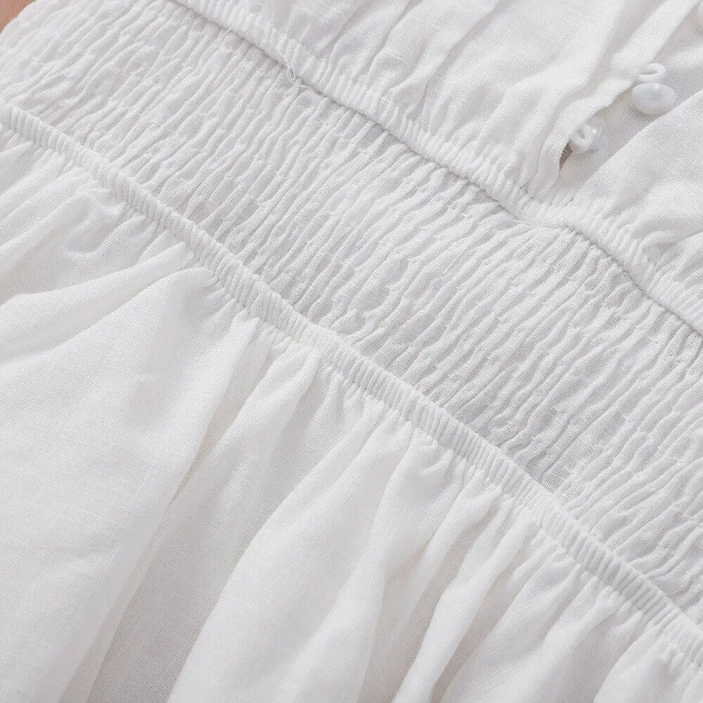 Женское летнее Короткое мини-платье Boho вечернее пляжное платье белое