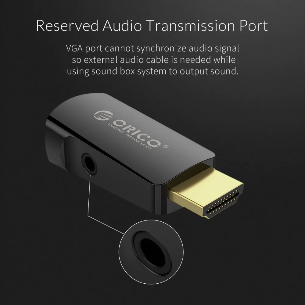 Аудиоадаптер ORICO 60 Гц HDMI VGA 3 5 мм папа Женский адаптер конвертер для ТВ проектора