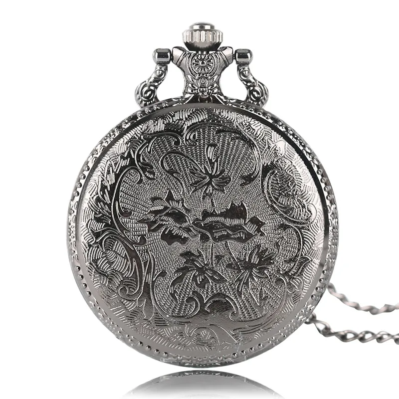 

The Nightmare Before Christmas Quartz Pocket Watch Necklace Bronze Full Hunter Girl Hollow Black Men Women Watches Gift 2020