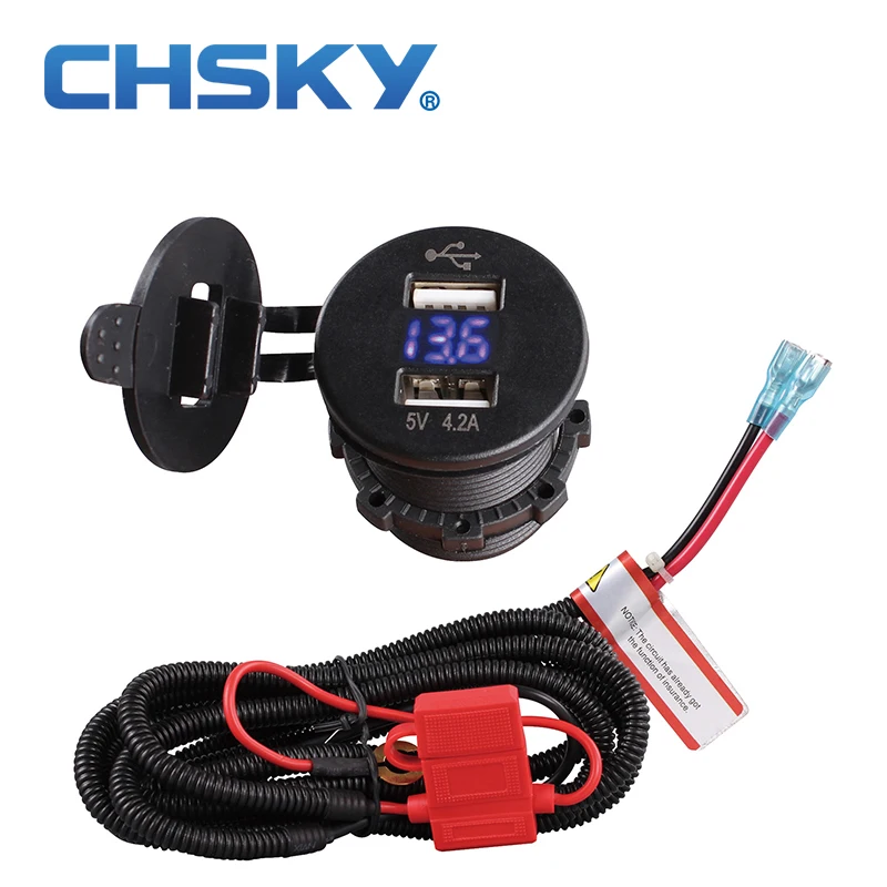 CHSKY Blue LED 5V 4.2A двойная USB розетка для автомобильного прикуривателя с