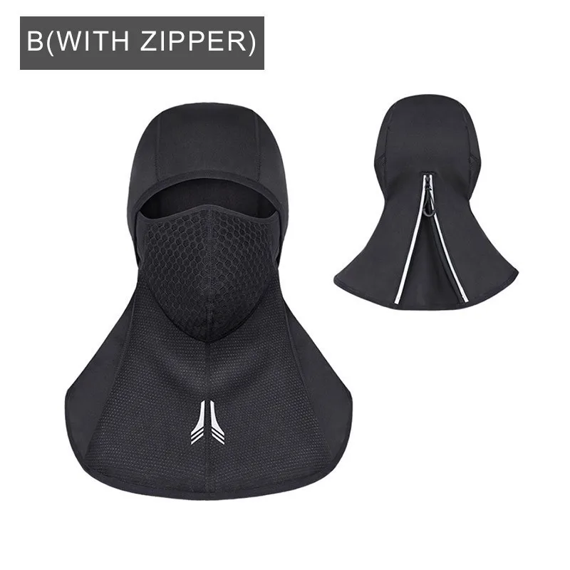 B(WITH ZIPPER) Велосипедная маска на колесиках, лыжная велосипедная термальная Флисовая Балаклава, зимняя велосипедная лицевая маска, пылезащитный капюшон, шапка для катания на коньках, головной убор - Цвет: B(WITH ZIPPER)