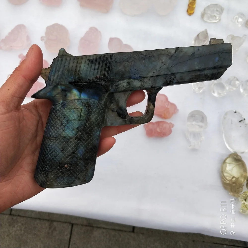 

Natural Crystal Carving Labradorite Gun Model Decorated