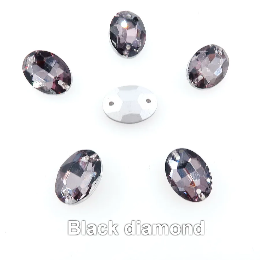 A3 Black diamond Овальная форма, с двумя отверстиями, с заостренным задним стеклом, кристаллы, стразы, бусины, пришитые на свадебное платье, обувь, сумки, аксессуары, украшения - Цвет: A3 Black diamond