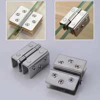 myhomera glass door hinge double sided without hole stainless steel cabinet cupboard glass clamps clip for 4912mm 180 degree