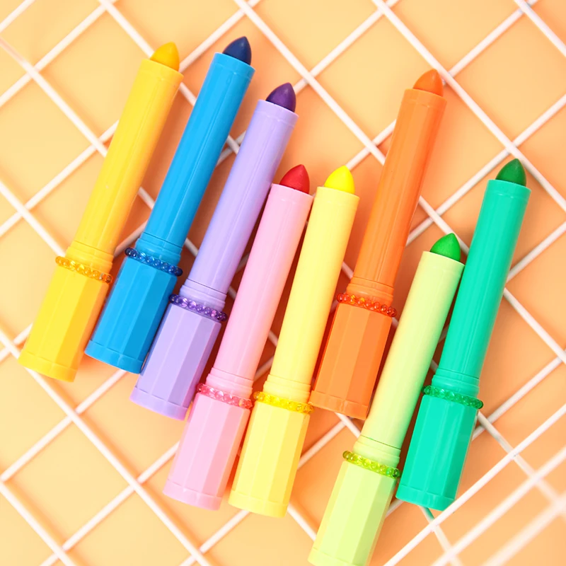 

9 Colors/lot Creative Lipstick Shape Solid Highlighters Jelly Candy Color Marker Pen Student Stationery School office Supplies