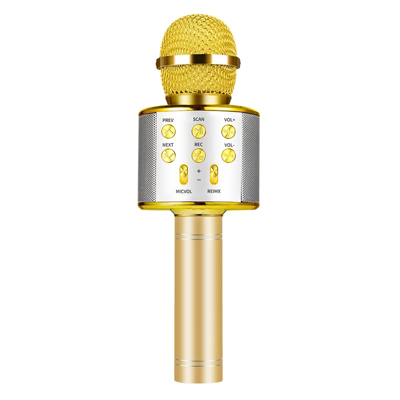 Gold Микрофон беспроводная Bluetooth микрофон, чтобы петь для компьютера в любое время можно петь микрофон караоке - Цвет: Gold