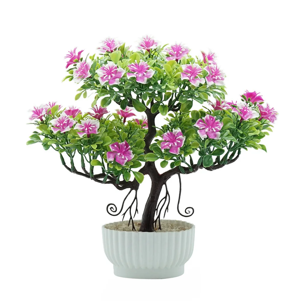 1Pc Artificial Flower Tree Potted Bonsai Home Office Garden Desktop Party Decor