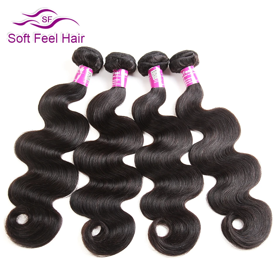 

Soft Feel Hair Brazilian Body Wave Bundles Human Hair Extensions 4 Bundles Remy Hair Weave Natural Color 4 Pcs/Lot Free Shiping